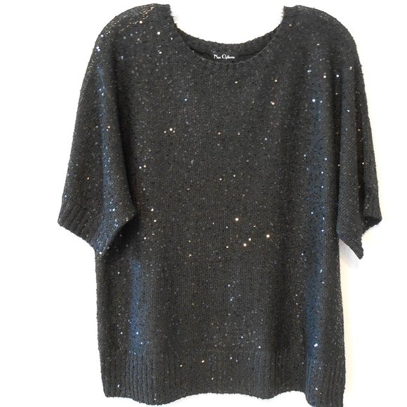 Nue Options Tops - Nue Options Black Sequined Sweater Top